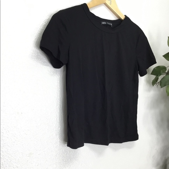 Zara Black Short Sleeve Crop Top - Picture 2 of 4